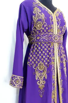 purple Moroccan Kaftan With Sun-proof hijab