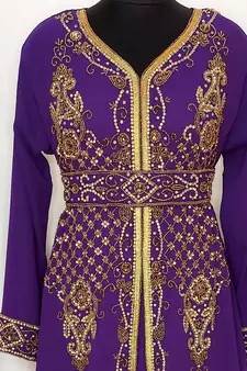 purple Moroccan Kaftan With Sun-proof hijab