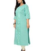 Green embroidered cotton embroidered-kurtis