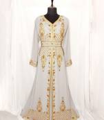 Grey luxurious Moroccan Kaftan sun-proof hijab