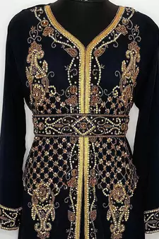 Black Moroccan Kaftan With Sun-proof hijab