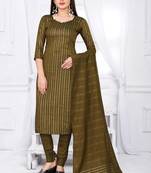 Mahendi Cotton with jari weaving Unstiched Dress materials with bottom and dupatta.