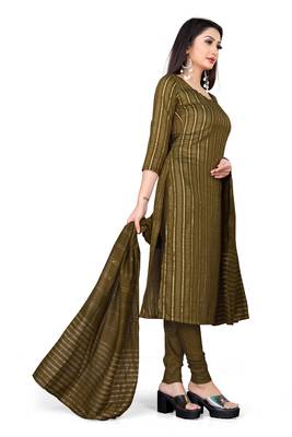 Mahendi Cotton with jari weaving Unstiched Dress materials with bottom and dupatta. 2