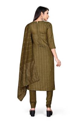Mahendi Cotton with jari weaving Unstiched Dress materials with bottom and dupatta. 3
