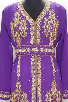 purple Moroccan Kaftan With Sun-proof hijab