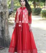 Women Gotta Lace Work Gown With Jacket ( Wedding Wear )