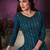Teal embroidered faux georgette salwar