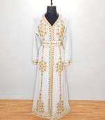 Gray luxurious Moroccan Kaftan With Sun-proof hijab.