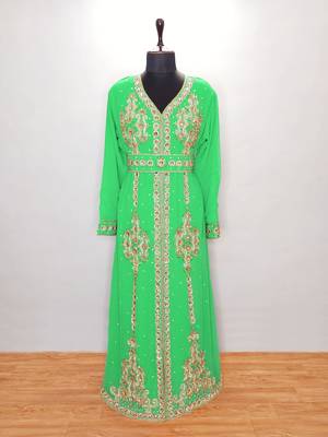 Turquoise Moroccan KaftanWith Sun-proof hijab 1