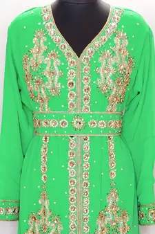 Turquoise Moroccan KaftanWith Sun-proof hijab