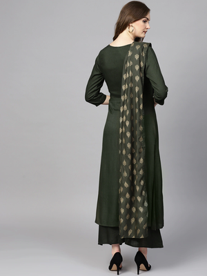 green plain rayon kurta-suits 3