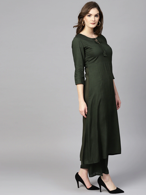 green plain rayon kurta-suits 4