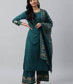 Green printed rayon kurta-suits