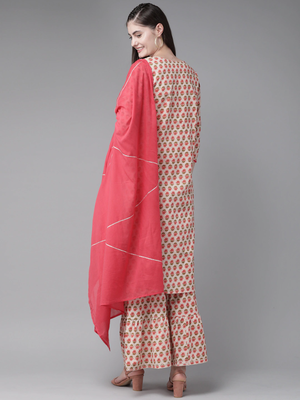 Pink printed cotton kurta-suits 2