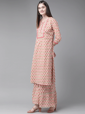 Pink printed cotton kurta-suits 3