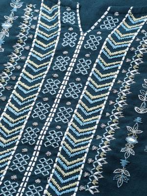 Green embroidered cotton kurta-suits 4