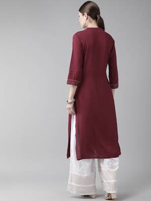 Maroon embroidered rayon palazzo-kurta 2