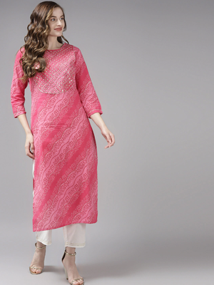 Pink printed cotton palazzo-kurta 1