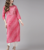 Pink printed cotton palazzo-kurta