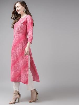 Pink printed cotton palazzo-kurta 2