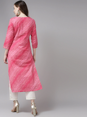 Pink printed cotton palazzo-kurta 3