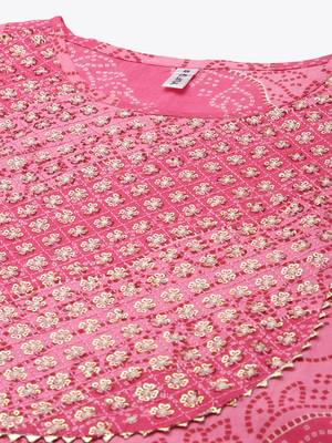 Pink printed cotton palazzo-kurta 4