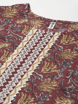 Red printed cotton kurta-suits 4
