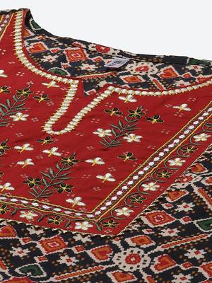 Red printed cotton kurta-suits 4