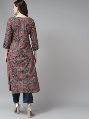 Blue printed cotton palazzo-kurta 3