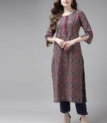 Blue printed cotton palazzo-kurta