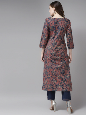 Blue printed cotton palazzo-kurta 3