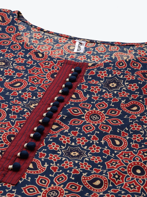 Blue printed cotton palazzo-kurta 4