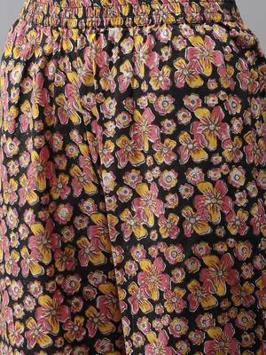 Black embroidered cotton palazzo-kurta 5