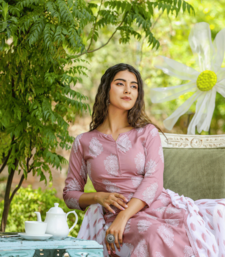 Mauve printed rayon kurta-suits