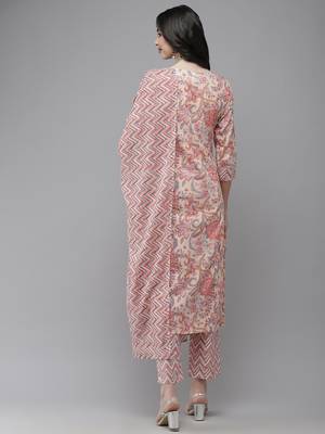 Pink printed cotton kurta-suits 3