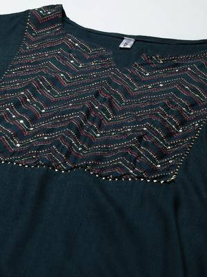Green printed rayon kurta-suits 4