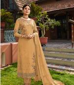 Mustard embroidered faux georgette salwar