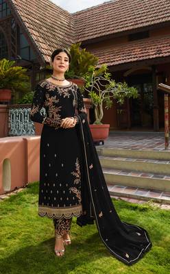 Black embroidered faux georgette salwar 1