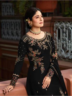Black embroidered faux georgette salwar 2