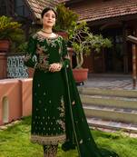 Green embroidered faux georgette salwar
