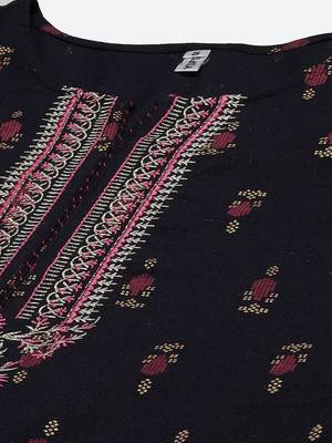 Navy-blue printed cotton kurta-suits 4