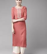 Baby-pink plain rayon palazzo-kurta