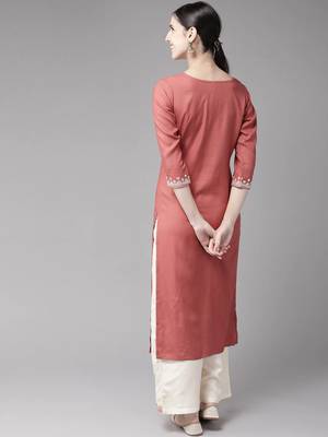 Baby-pink plain rayon palazzo-kurta 3