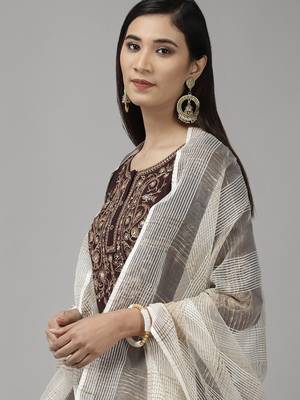 Brown embroidered rayon kurta-suits 5