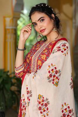 Maroon printed cotton kurta-suits 4