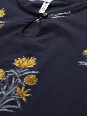 Navy-blue printed cotton palazzo-kurta 5