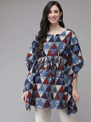 Blue printed cotton kaftans 1