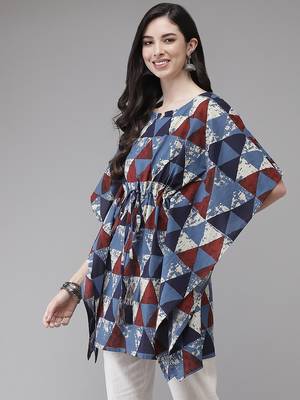 Blue printed cotton kaftans 3