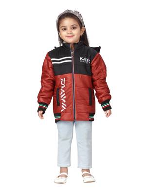 Black plain nylon girls-jackets-coats 1