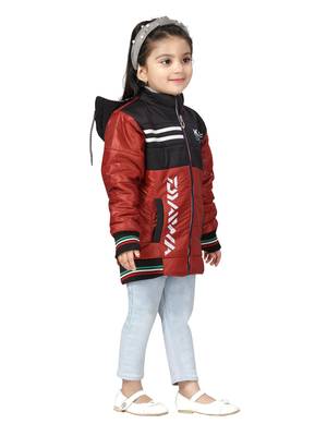 Black plain nylon girls-jackets-coats 2